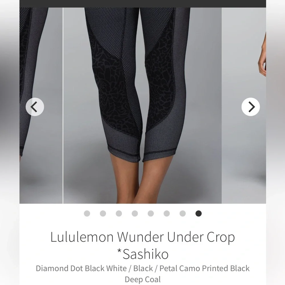 Lululemon Athletica Charcoal and Black Patterned Leggings Sz 8 wunder under crop